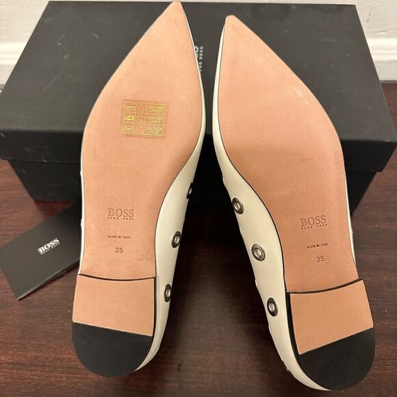 BOSS Hugo Boss Rose Grommet Studdet  ballet flat all leather size 5, new - Picture 8 of 16